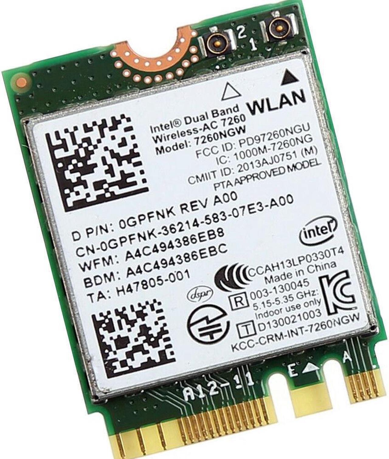 Main image of Genuine Dell Intel Wireless-AC 7260 WLAN WiFi Bluetooth 4.0 Card 7260NGW GPFNK