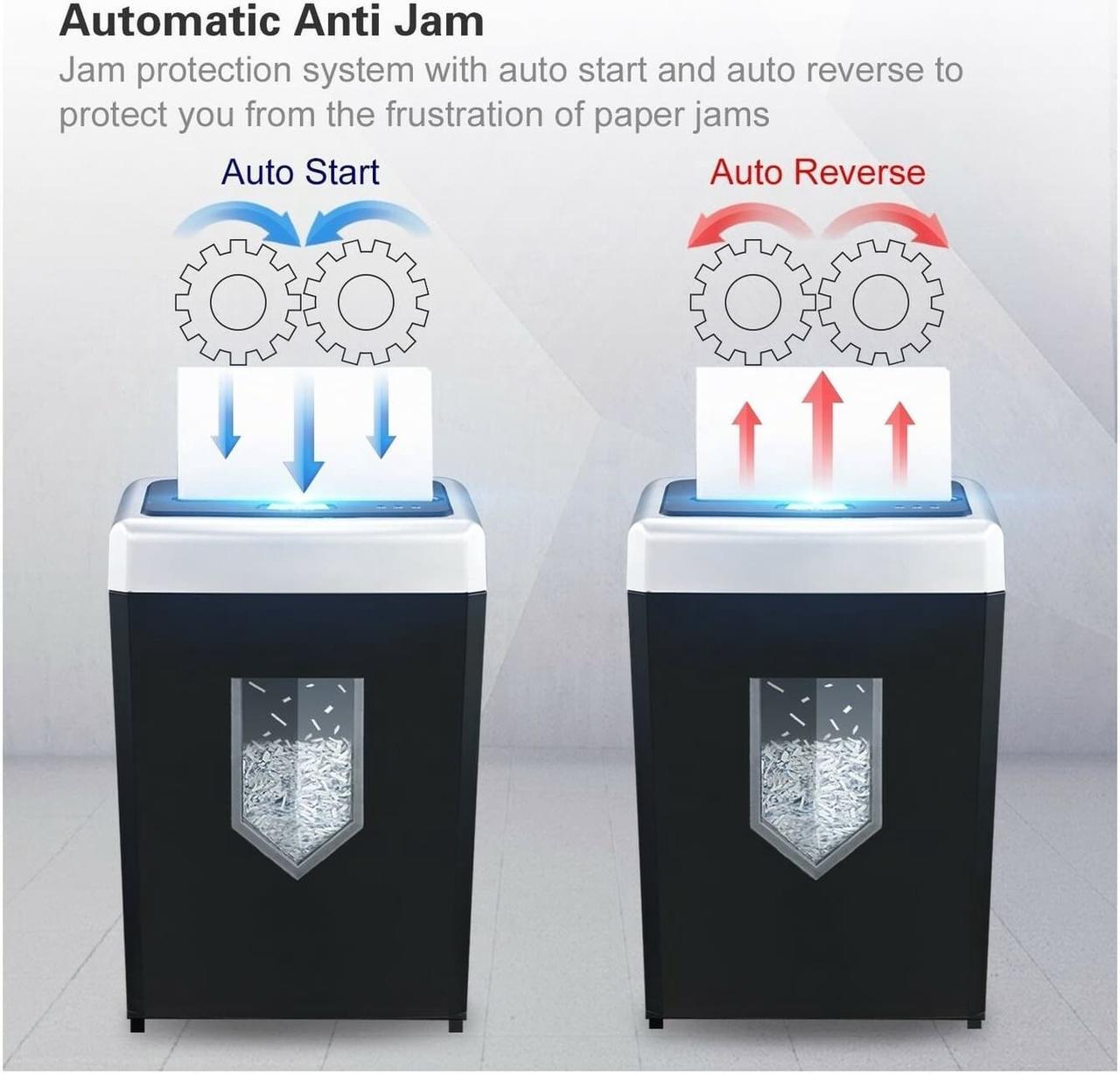Alt view image 9 of 18 - Bonsaii 14-Sheet Cross-Cut Heavy Duty Paper Shredder, 30-Minute Continuous Running Time, Credit Card/Staples Shredders for Office, Quiet Shredding Machine with Jam Proof System (C169-B)