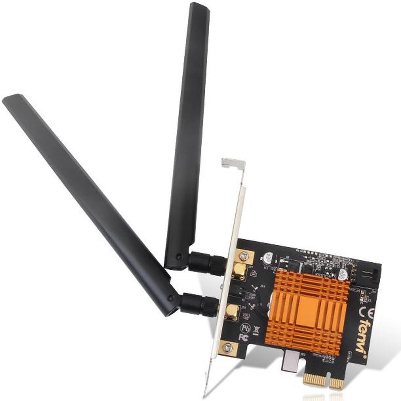 Fenvi FV-8802 AC1200 PCI Express Wireless Dual Band PCI-E WiFi Adapter, Speed Up to 867Mbps-5Ghz, 300Mbps-2.4Ghz, Bluetooth 4.2, IEEE 802.11ac, Windows 7/8/10, Directional Antennna For Desktop PC