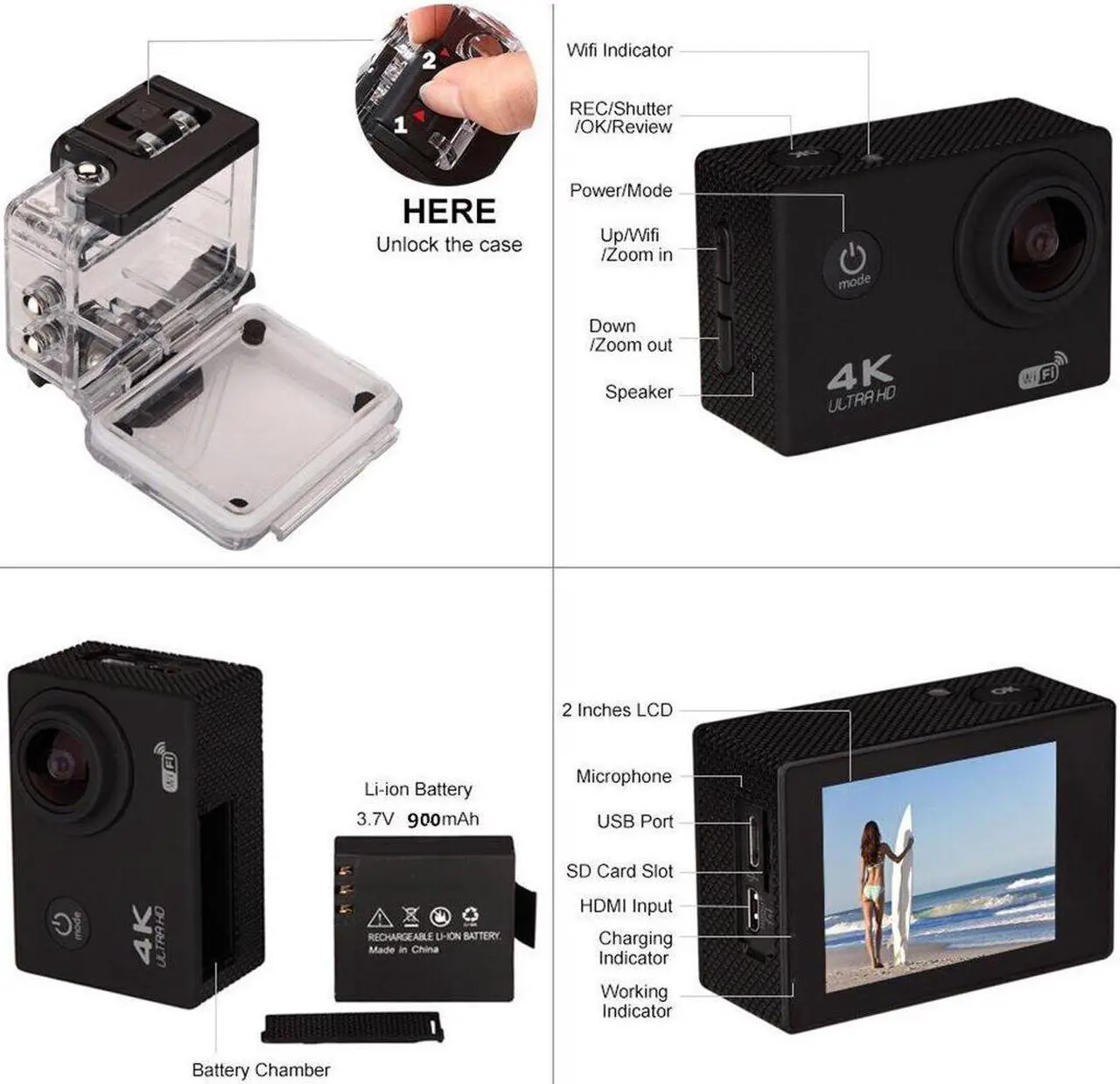 Alt view image 3 of 6 - SJ9000 Wifi 1080P 4K Ultra HD Sport Action Camera DVR DV Waterproof Camcorder US