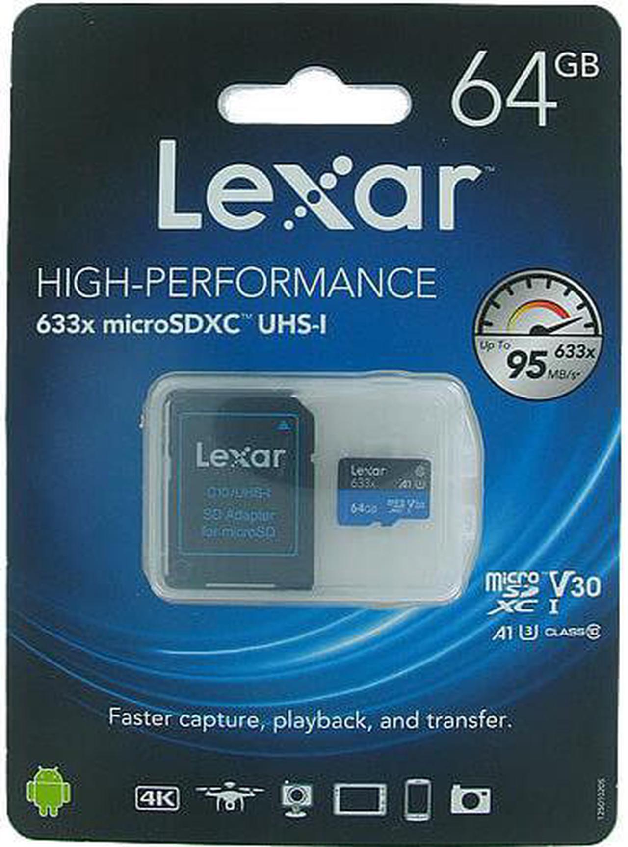 Alt view image 2 of 2 - Lexar High Performance 633x 64GB microSDXC UHS-I Card - Upto 95MB/s U3 C10 V30