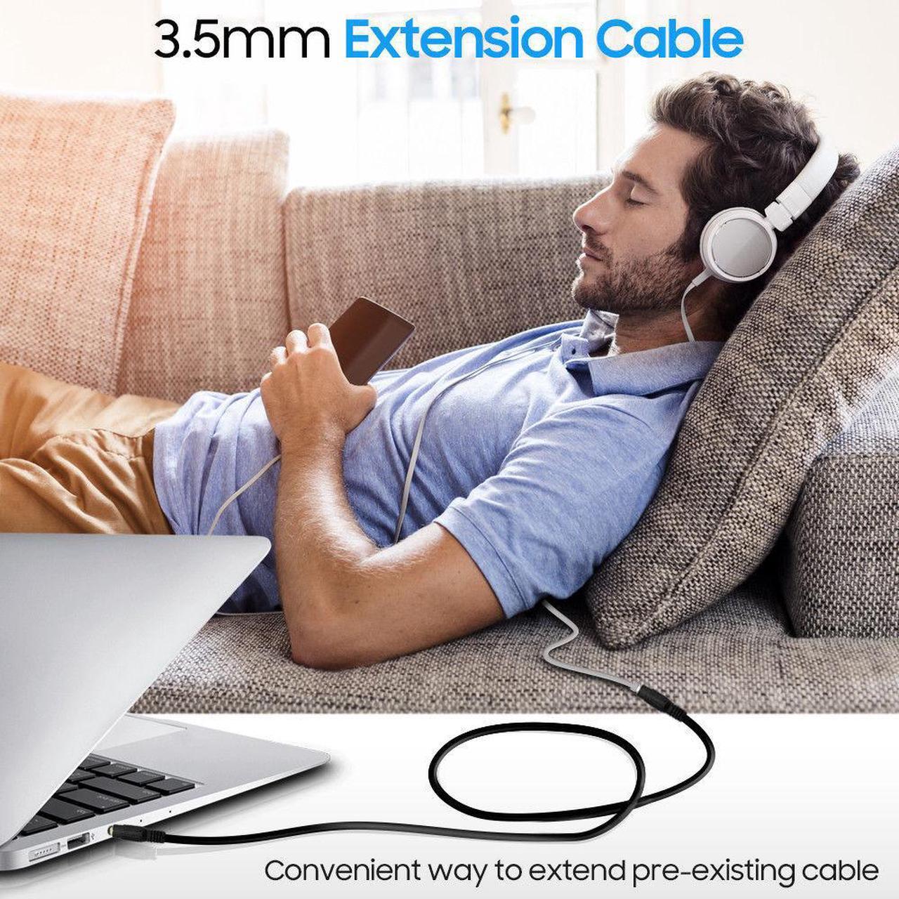 Alt view image 4 of 7 - Cmple - [2 PACK] 3 Feet AUX Extension Cord, Headphone Cable Extender, 3.5mm Male to Female Stereo Audio Cord for PC, Mac, TV, TV-Box, Media Player, Game Console, Speakers, Headsets