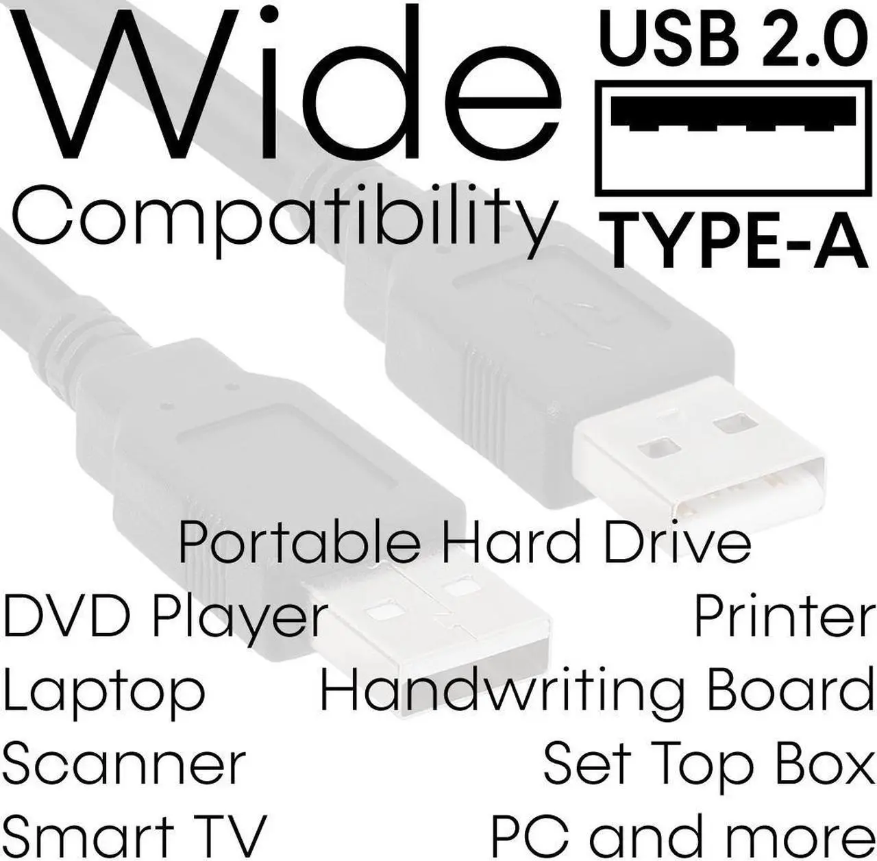 Alt view image 3 of 3 - USB 2.0 A to USB A Male High-Speed 480 Mbps Cable Data Transfer Hard Drive Enclosures Modems Printers Cameras - 10 Feet