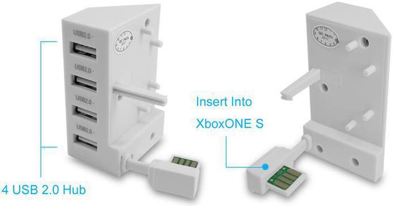 OSTENT USB Hub 2.0 4 Port Splitter Expansion Adapter for Microsoft Xbox One S Console