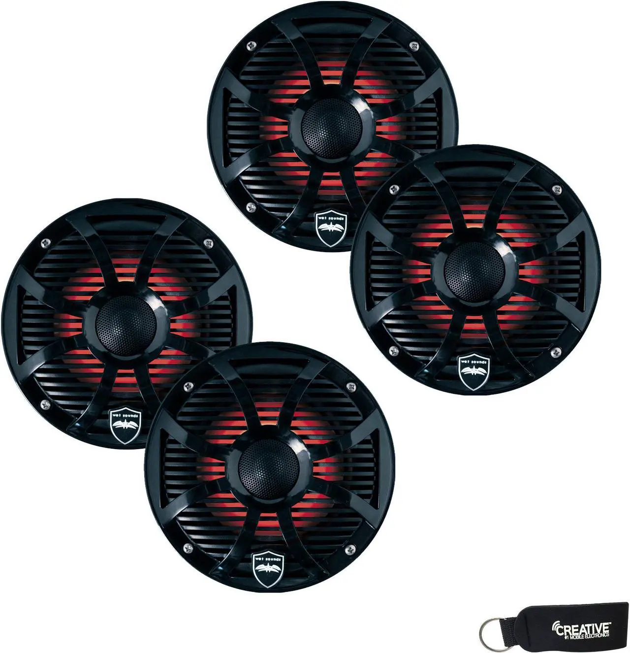 Main image of Wet Sounds - Two Pairs Of REVO 6-SWB Black Closed SW Grille 6.5 Inch Marine LED Coaxial Speakers