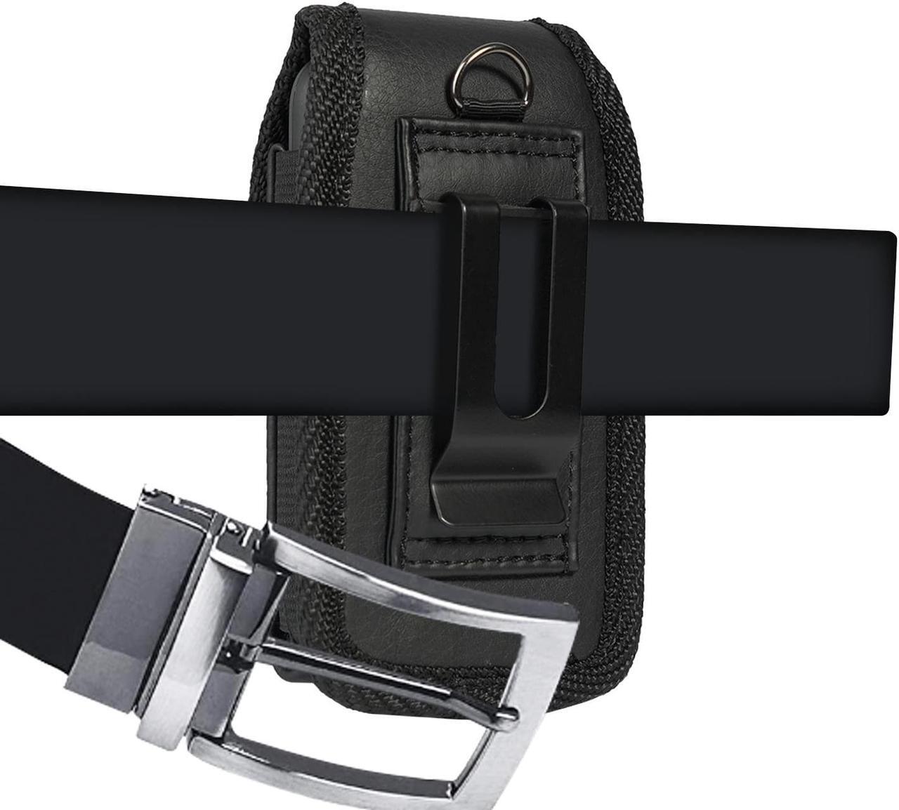 Alt view image 9 of 11 - case for kyocera flip phone, nakedcellphone black vegan leather vertical pouch [with belt loop, metal clip, magnetic closure] for duraxv extreme e4810, duraxv lte e4610, duraxe epic e4830, duraxtp