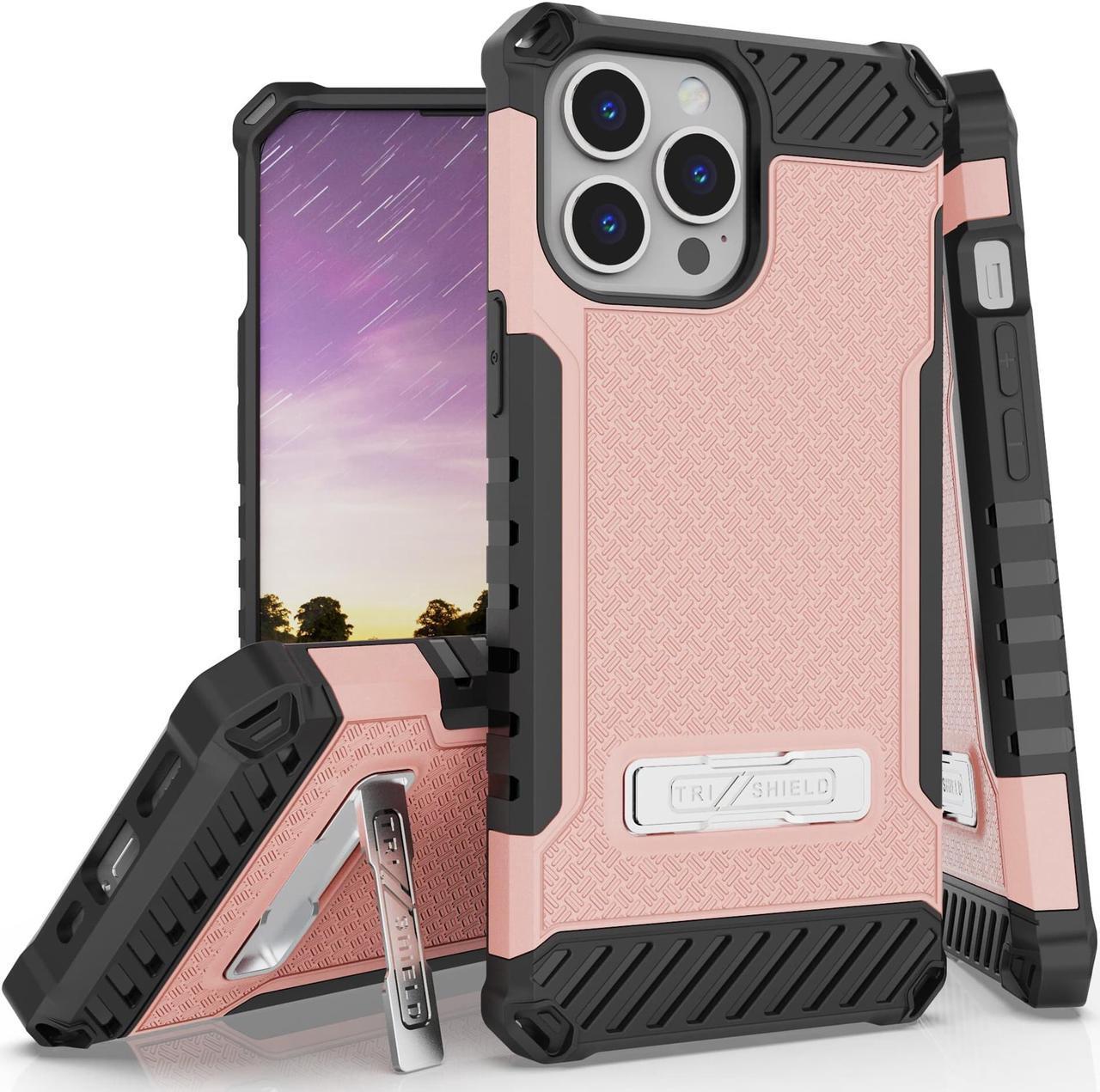 Main image of Blush Pink Hybrid Case Cover with Kickstand and Strap for iPhone 13 Pro Max