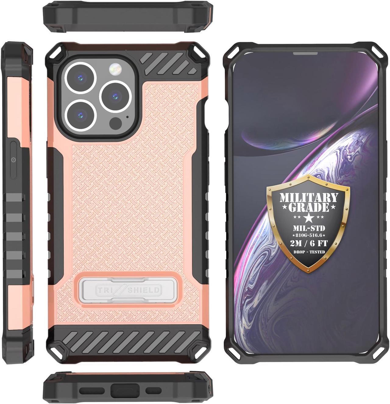 Alt view image 4 of 7 - Blush Pink Hybrid Case Cover with Kickstand and Strap for iPhone 13 Pro Max