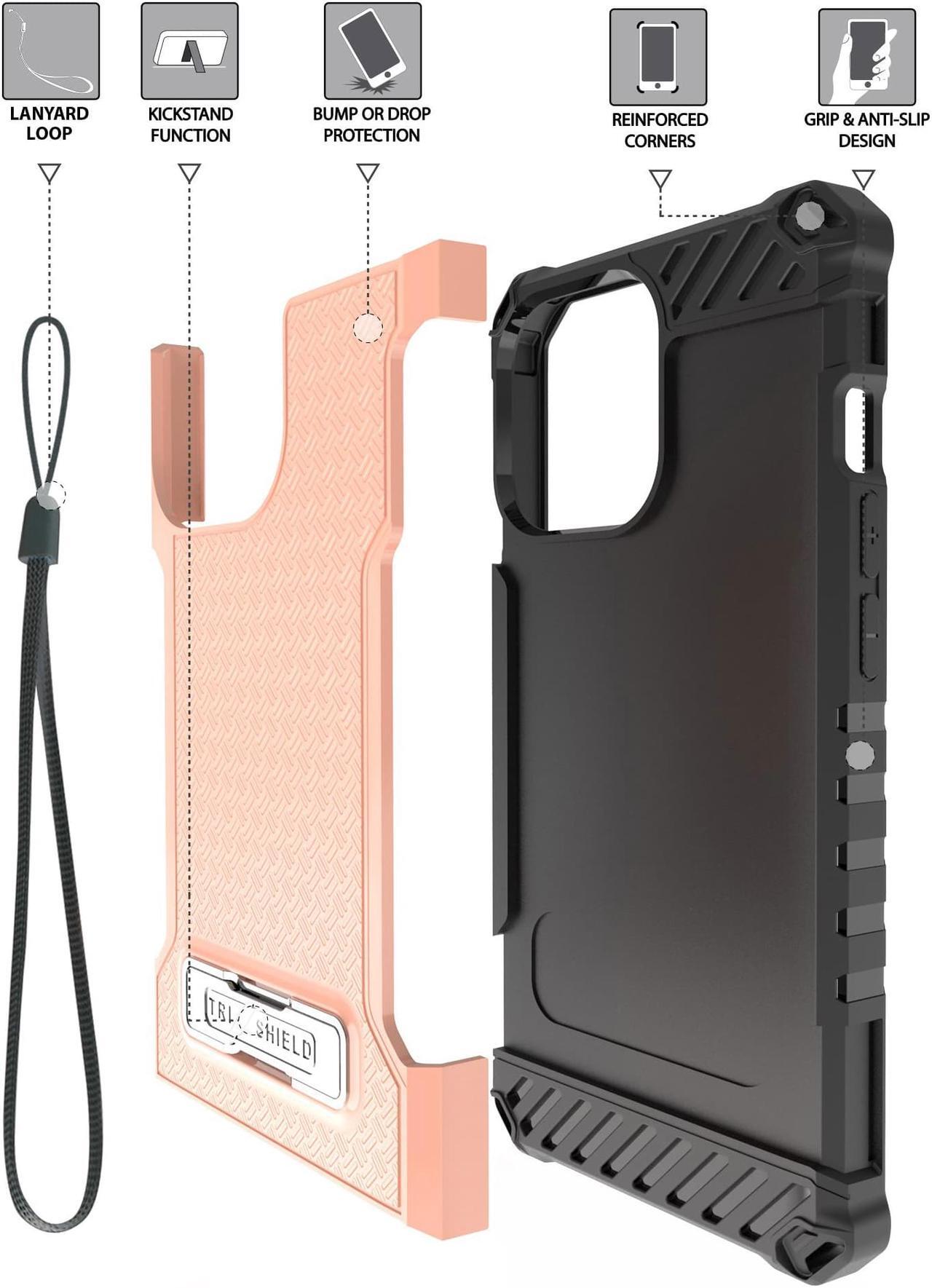Alt view image 5 of 7 - Blush Pink Hybrid Case Cover with Kickstand and Strap for iPhone 13 Pro Max