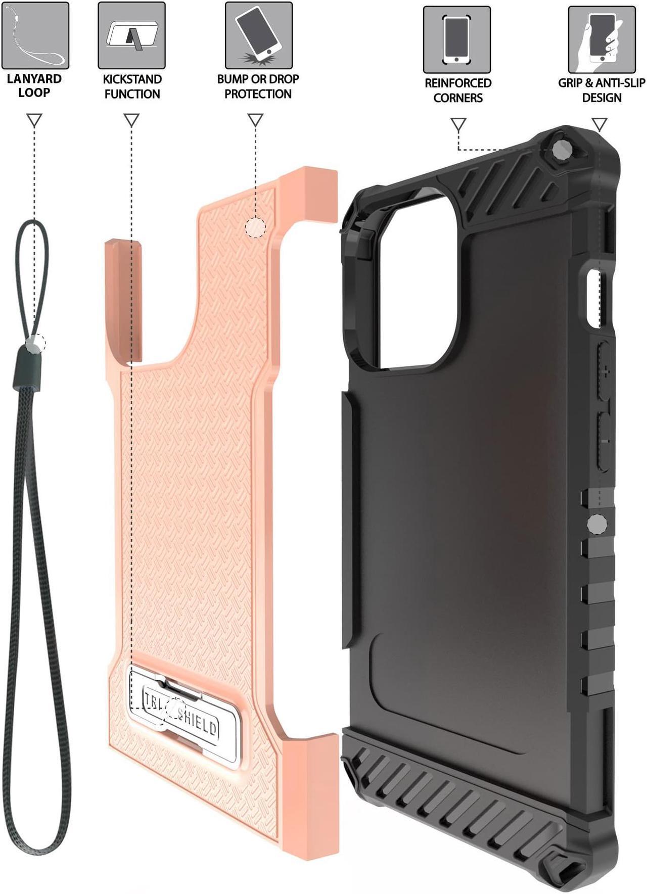 Alt view image 5 of 7 - Blush Pink Hybrid Case Cover with Metal Kickstand and Strap for iPhone 13