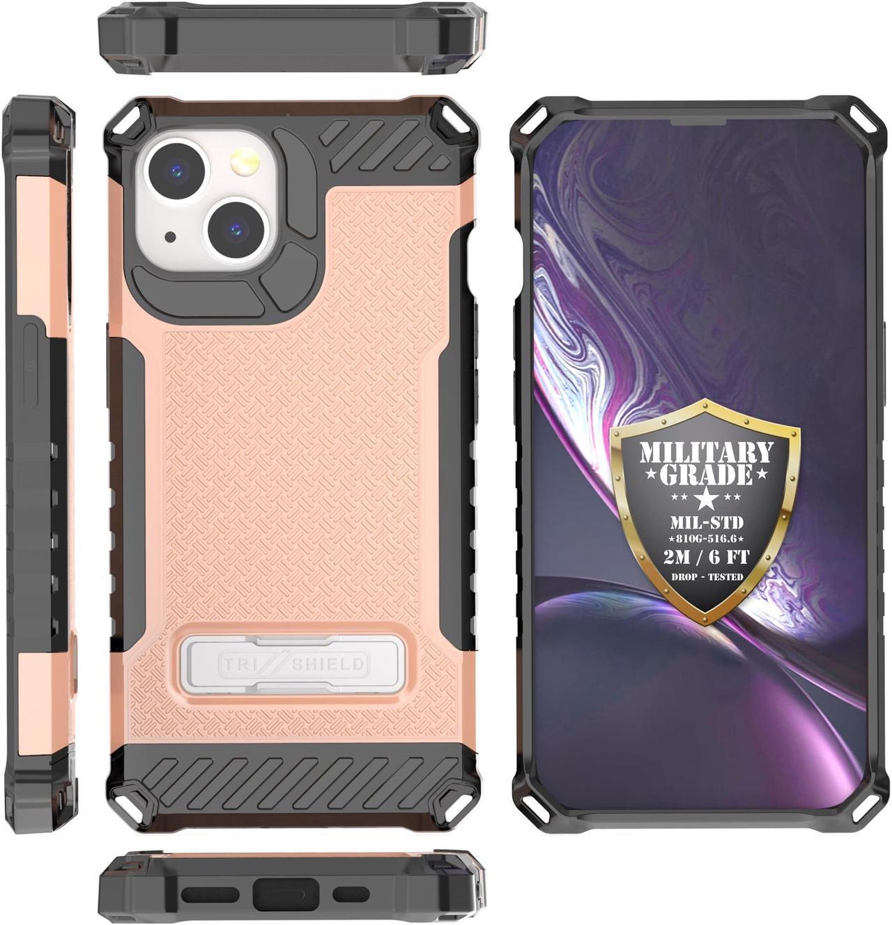Alt view image 4 of 7 - Blush Pink Hybrid Case Cover with Metal Kickstand and Strap for iPhone 13