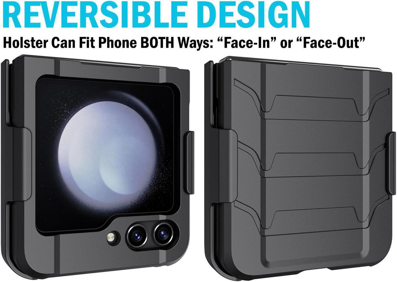 Alt view image 3 of 7 - Rugged Phone Case and Belt Clip Holster for Samsung Galaxy Z Flip 5 5G - Black