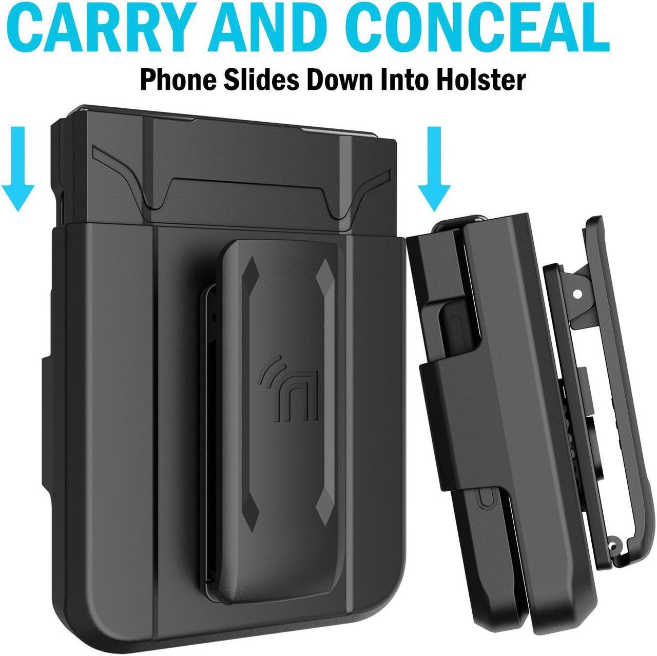 Alt view image 4 of 7 - Rugged Phone Case and Belt Clip Holster for Samsung Galaxy Z Flip 5 5G - Black