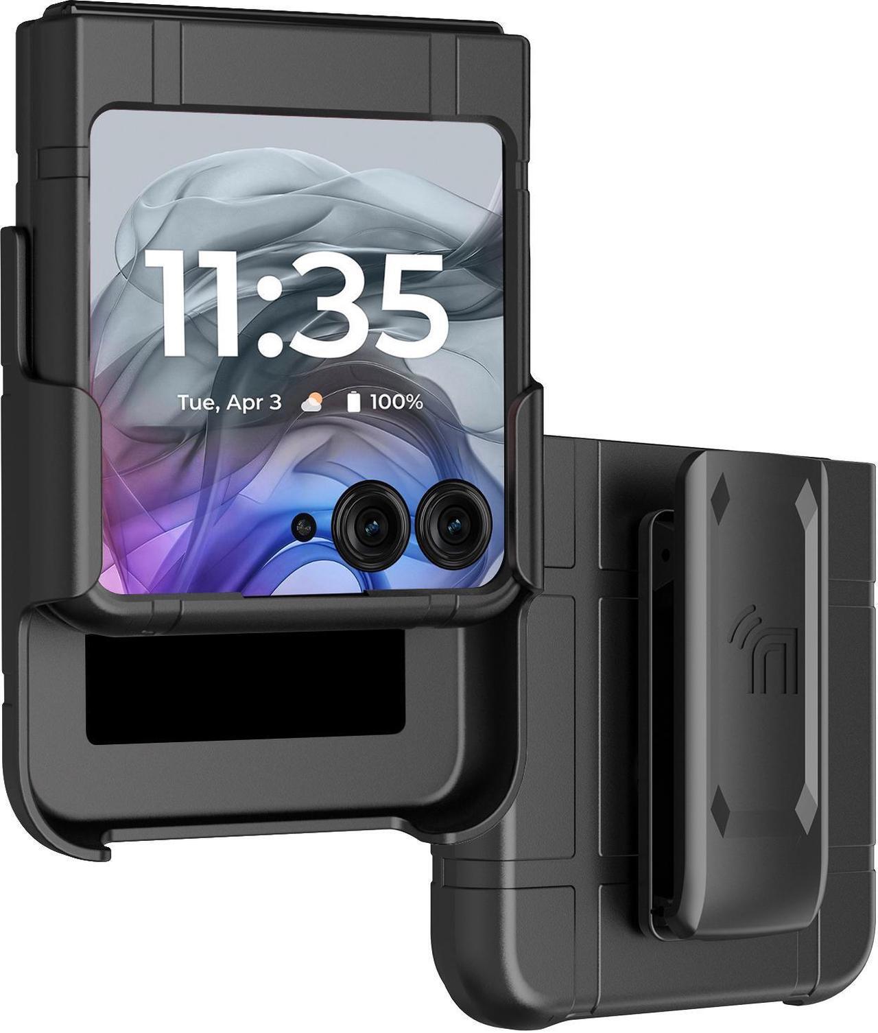 Main image of Hard Case Cover and Belt Clip Holster for Motorola RAZR 2024/2025 Phone - Black