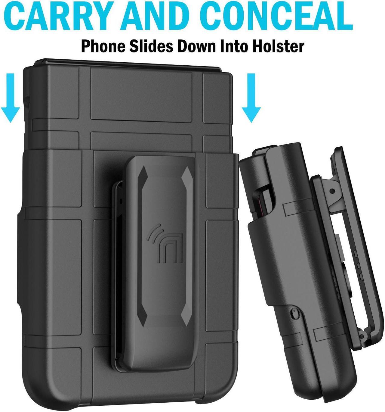 Alt view image 5 of 7 - Hard Case Cover and Belt Clip Holster for Motorola RAZR 2024/2025 Phone - Black