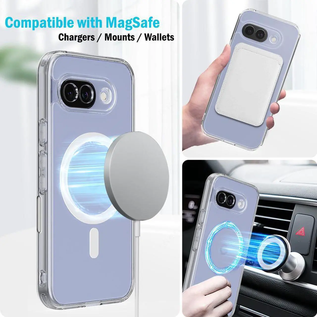 Alt view image 3 of 6 - Clear Acrylic TPU Case for Google Pixel 9A Phone - Compatible with MagSafe