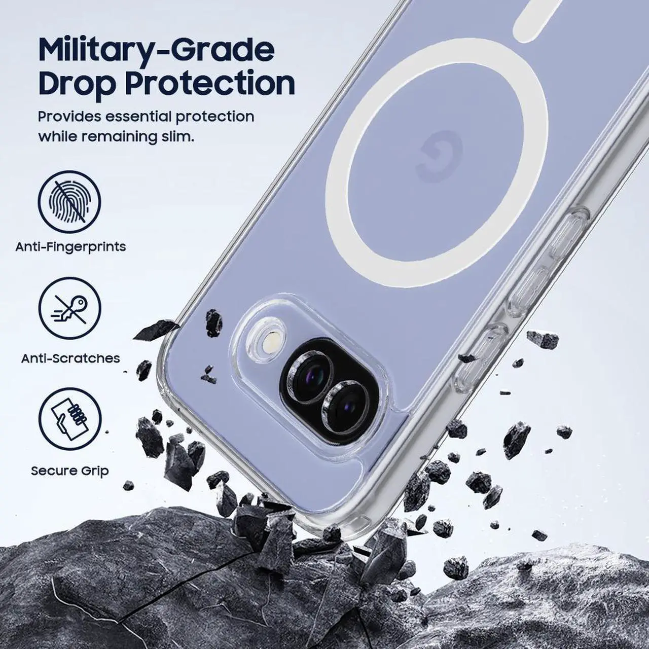 Alt view image 6 of 6 - Clear Acrylic TPU Case for Google Pixel 9A Phone - Compatible with MagSafe