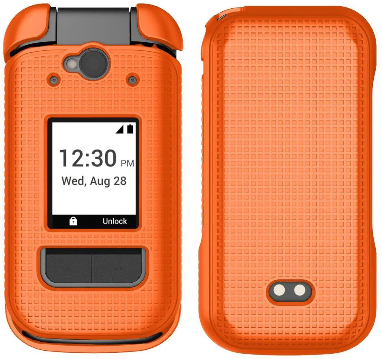 Main image of Grid Texture Hard Shell Case Cover for Sonim XP3 Plus 5G (X320) - Bright Orange