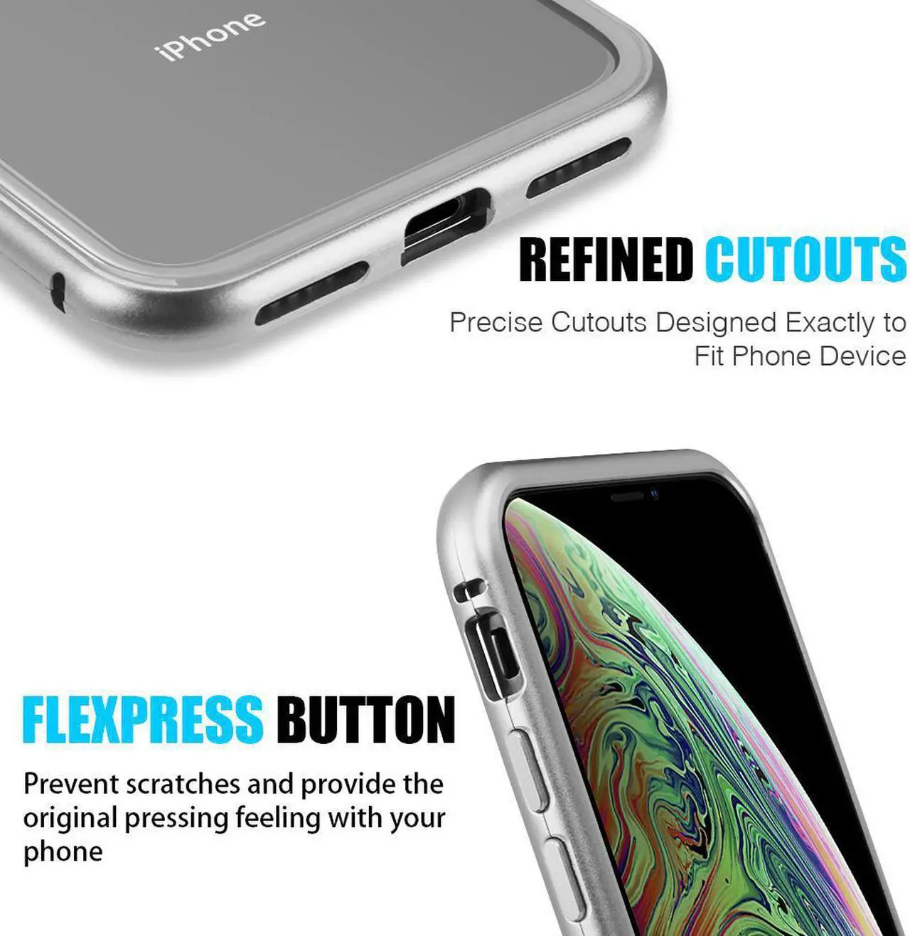 Alt view image 5 of 7 - Silver Magnetic Snap Case Cover Clear Tempered Glass Back for iPhone XR 10R 6.1"