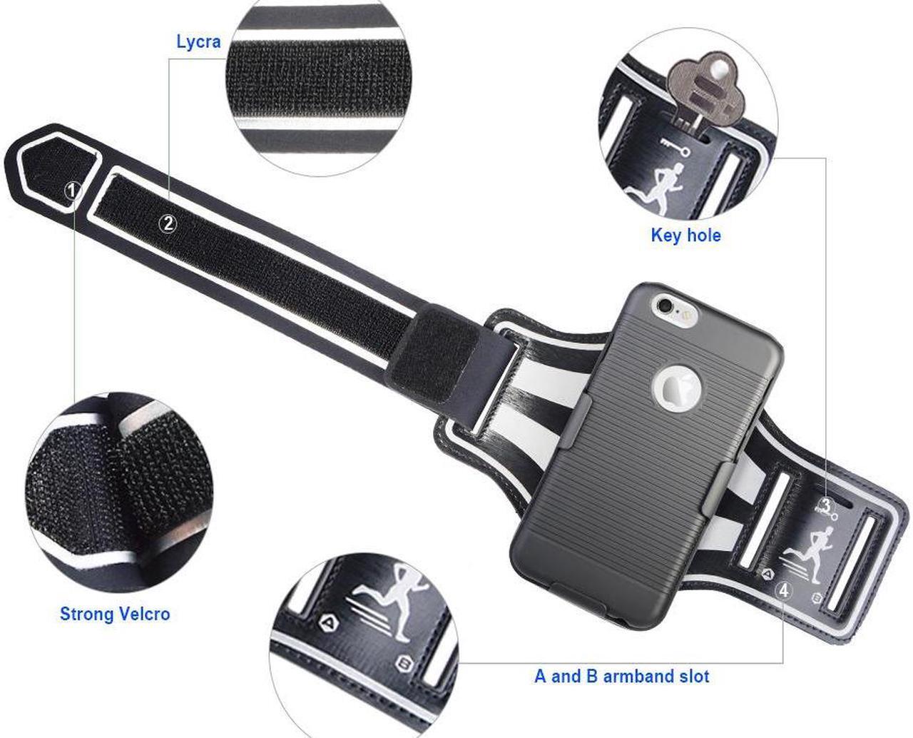 Alt view image 7 of 7 - BLACK CASE COVER + ARMBAND STRAP COMBO ROTATING/REFLECTIVE FOR iPHONE 6 6s