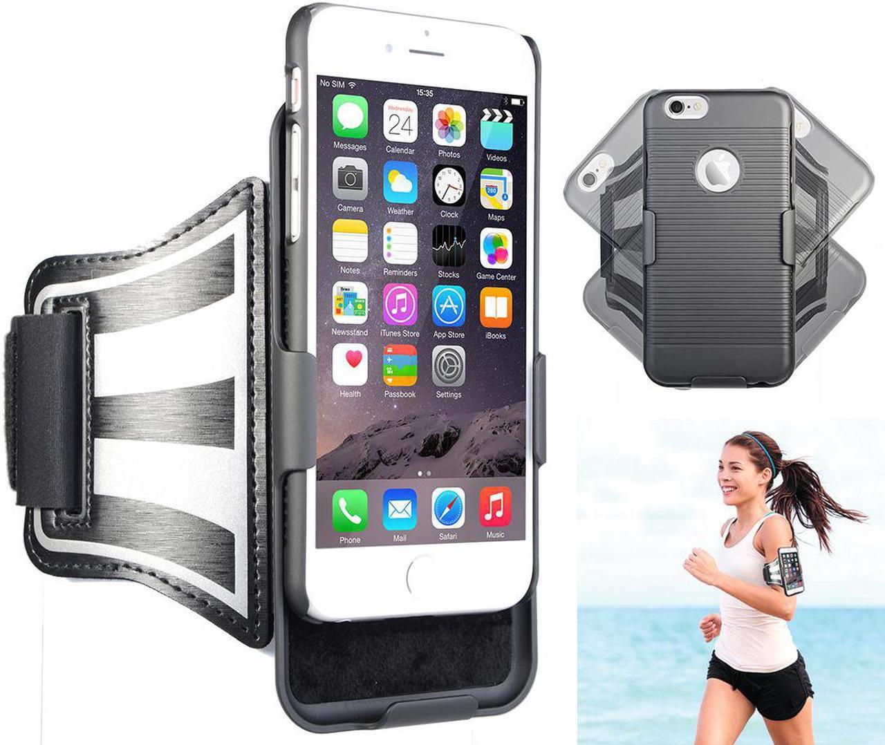 Main image of BLACK CASE COVER + ARMBAND STRAP COMBO ROTATING/REFLECTIVE FOR iPHONE 6 6s