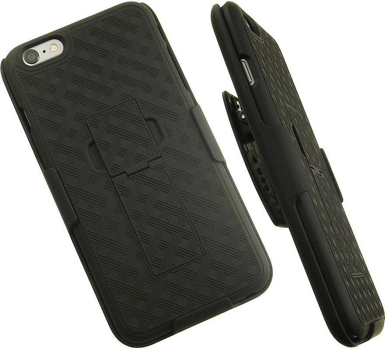 Main image of BLACK WEAVE KICKSTAND HARD CASE + BELT CLIP HOLSTER STAND FOR iPHONE 6 PLUS 5.5"