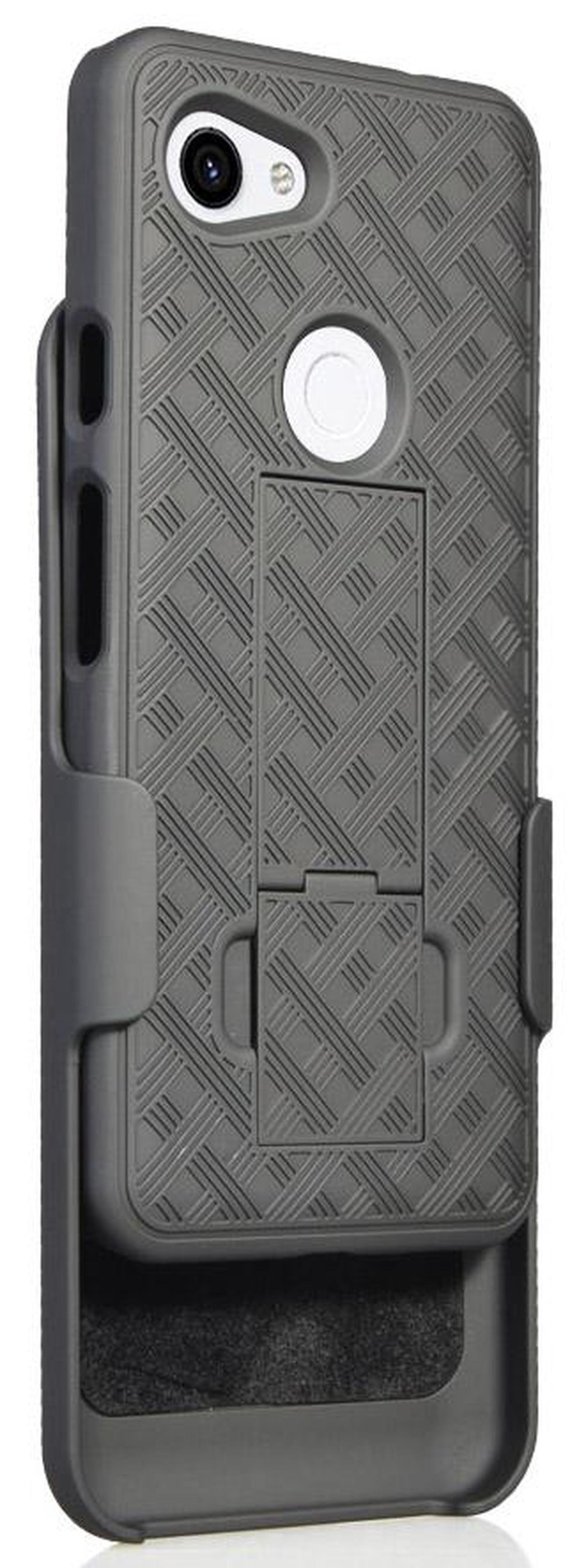 Alt view image 5 of 7 - Black Case Kickstand Cover Belt Clip Holster Combo for Google Pixel 3a XL (3aXL)