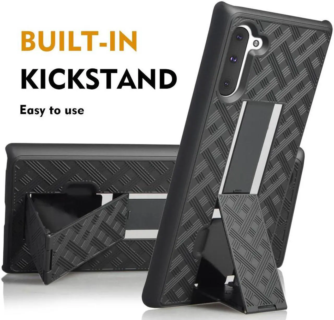 Alt view image 4 of 7 - Black Case Kickstand Cover + Belt Clip Holster Holder for Samsung Galaxy Note 10