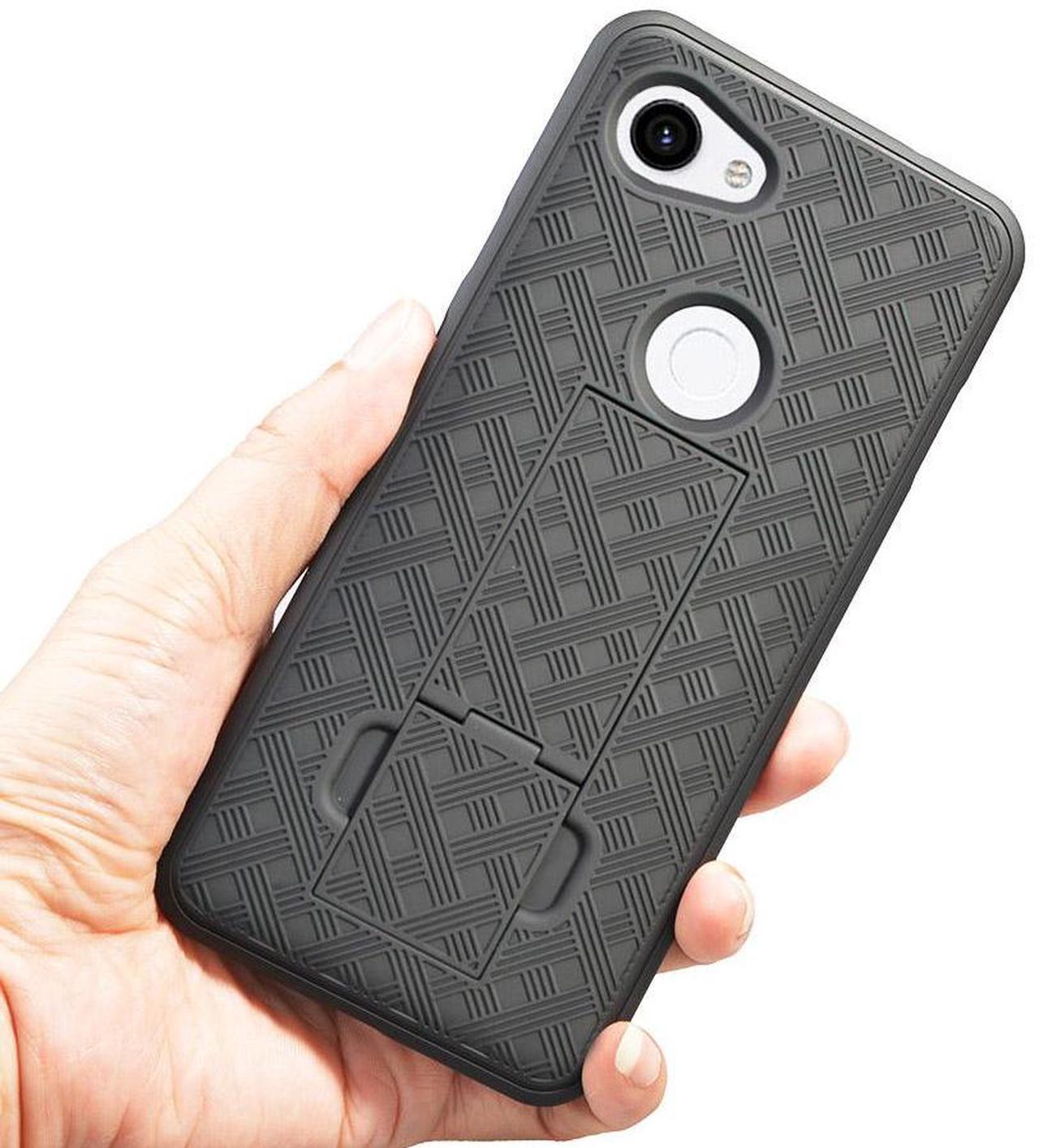 Alt view image 4 of 7 - Black Case Kickstand Cover Belt Clip Holster Combo for Google Pixel 3a XL (3aXL)