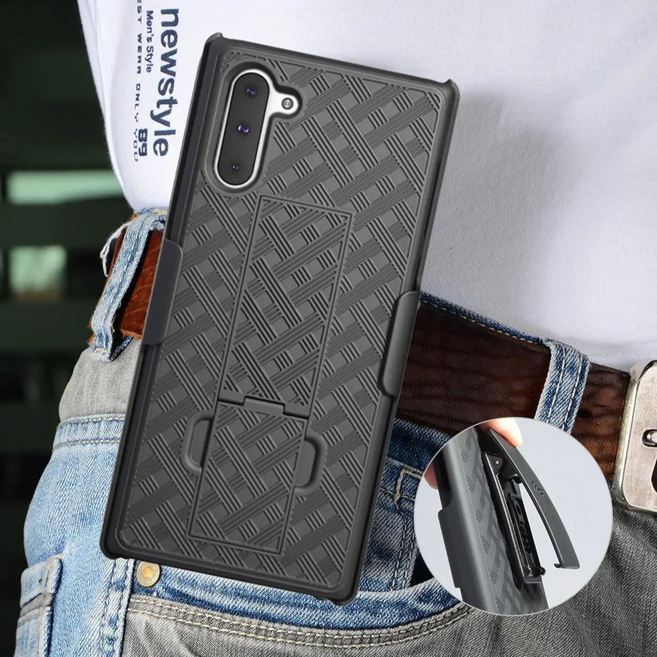 Alt view image 6 of 7 - Black Case Kickstand Cover + Belt Clip Holster Holder for Samsung Galaxy Note 10