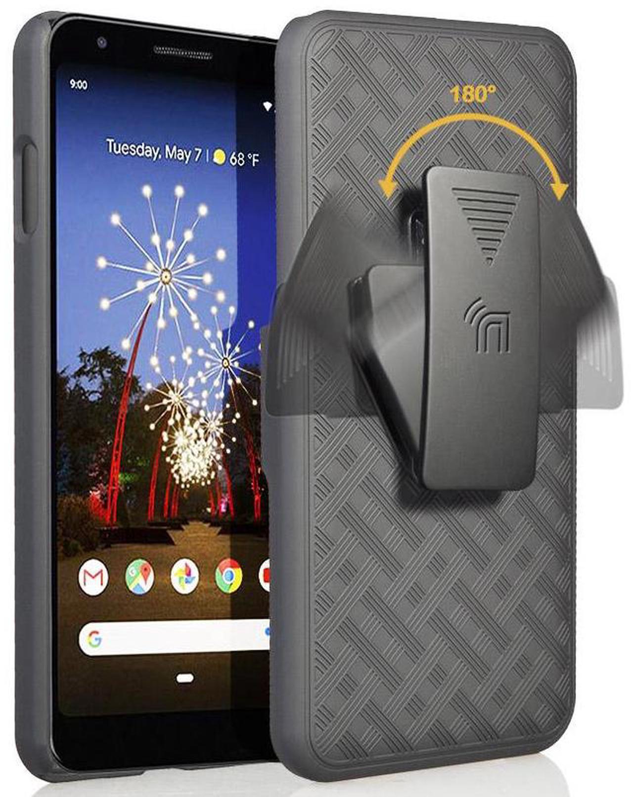 Main image of Black Case Kickstand Cover Belt Clip Holster Combo for Google Pixel 3a XL (3aXL)