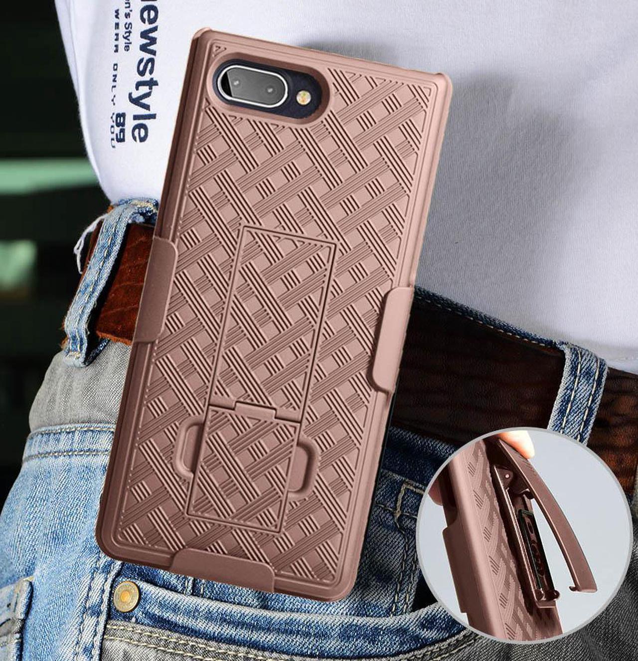 Alt view image 6 of 7 - Rose Gold Pink Case Kickstand Cover Belt Clip Holster for BlackBerry Key2 LE
