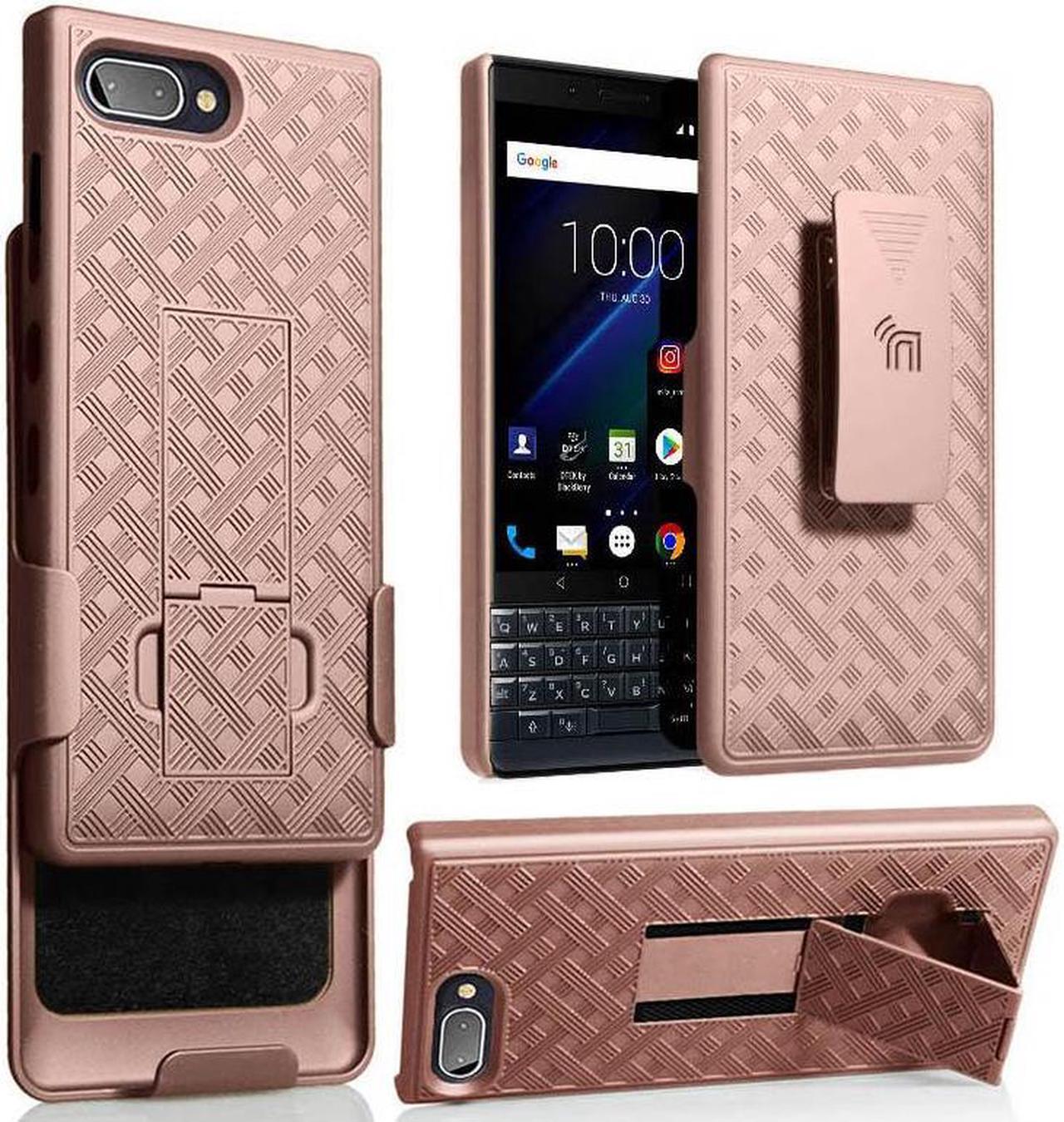 Main image of Rose Gold Pink Case Kickstand Cover Belt Clip Holster for BlackBerry Key2 LE