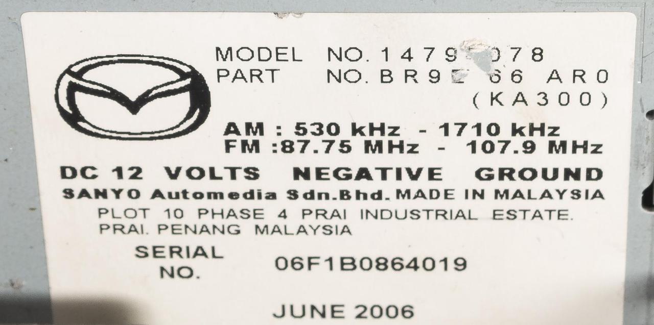 Alt view image 5 of 5 - 2006-2007 Mazda 3 AM FM Satellite-Capable Radio CD Player Model Number BR9E66AR0