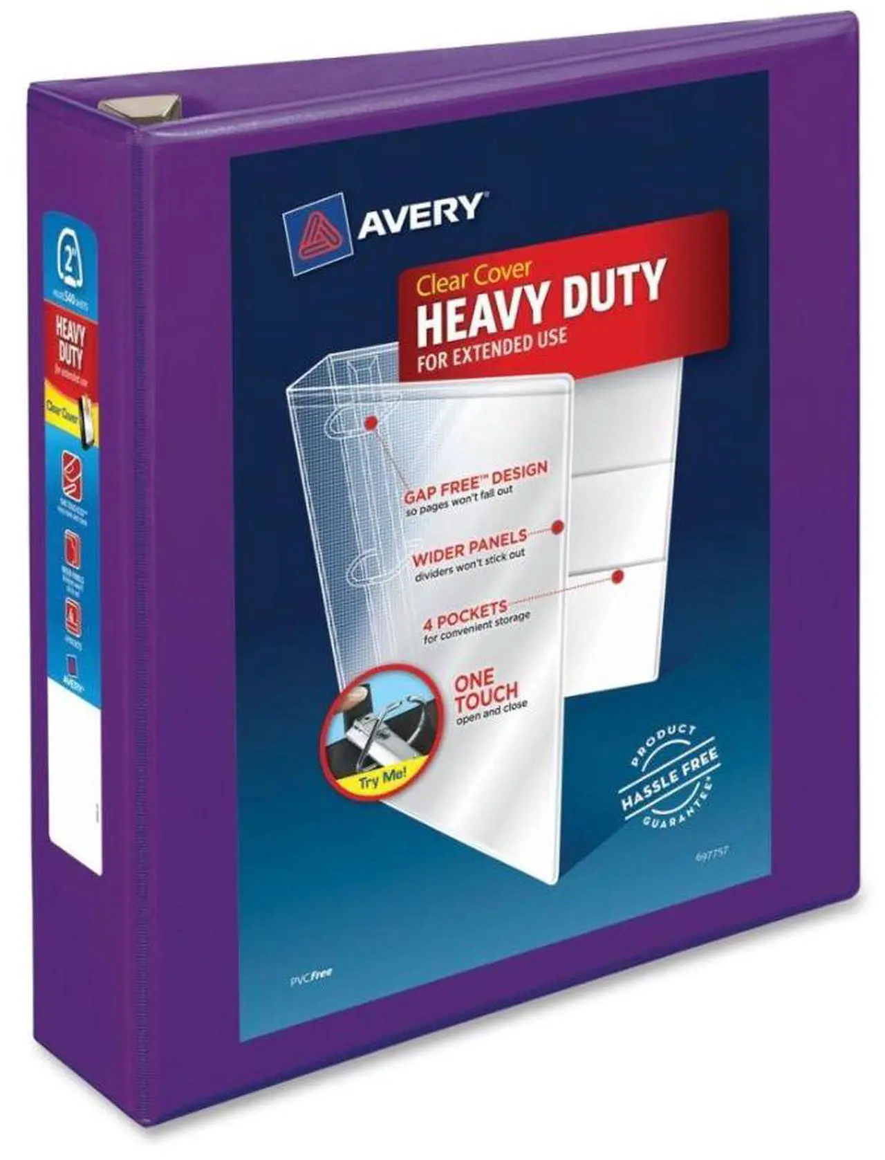 Alt view image 4 of 15 - Avery Heavy-Duty View Binder w/Locking EZD Rings 2" Cap Purple 79777