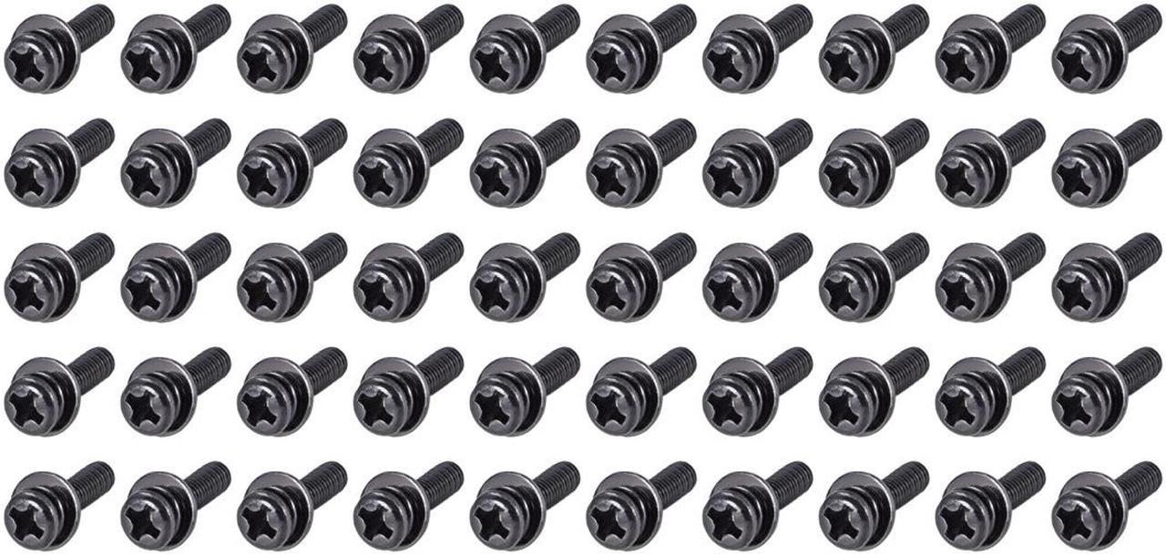 M3 x 16mm Carbon Steel Phillips Pan Head Machine Screws Bolts Combine with Spring Washer and Plain Washers 50pcs