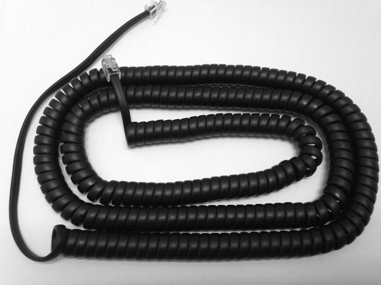 The VoIP Lounge Replacement 25 Ft Long Black Handset Receiver Curly Coil Cord for Digium IP Phone D40 D45 D50 D60 D62 D65 D70 D80