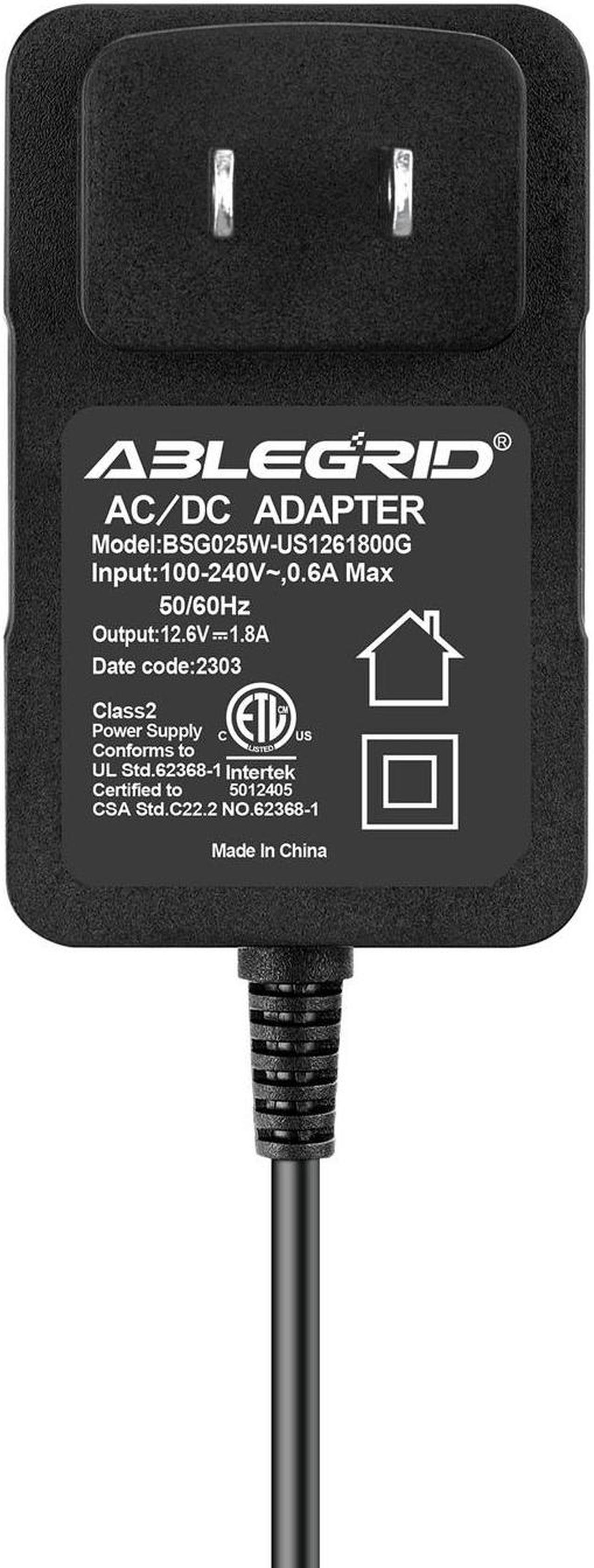 Alt view image 2 of 6 - ABLEGRID 2-Prong AC/DC Adapter Compatible with Baopilong PX-2 PX2 11.5V 5200mAh Lithium-ion Rechargeable Battery Cordless Automatic Robot Pool Vacuum Robotic Cleaner 12.6V Power Supply Cord Charger