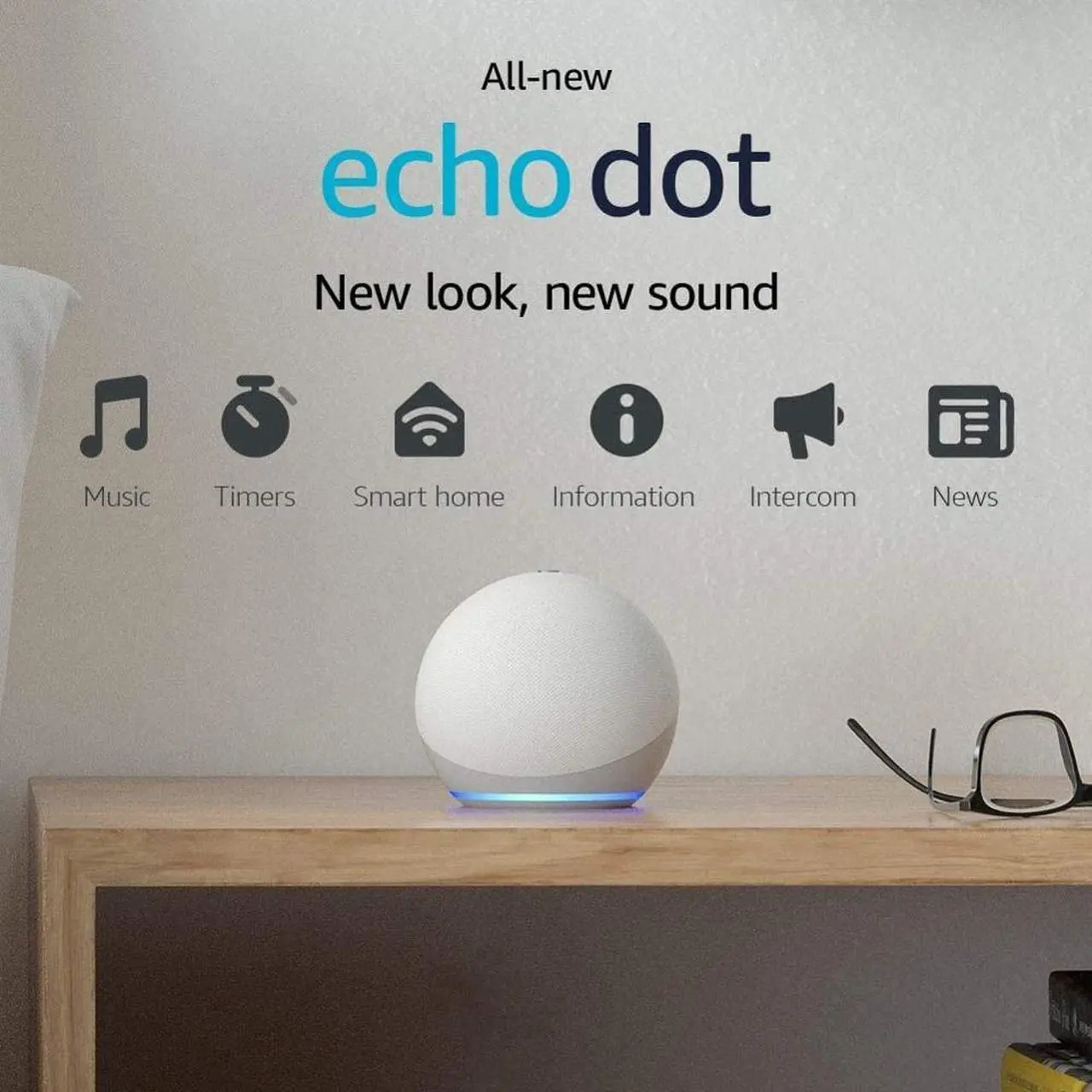 Alt view image 2 of 20 - Echo Dot (4th Gen) | Smart Speaker with Alexa | Glacier White