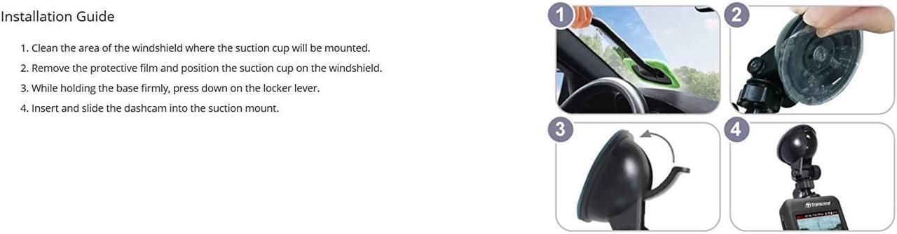 Alt view image 6 of 6 - Transcend Suction Mount for DrivePro Car Video Recorder (TS-DPM1)