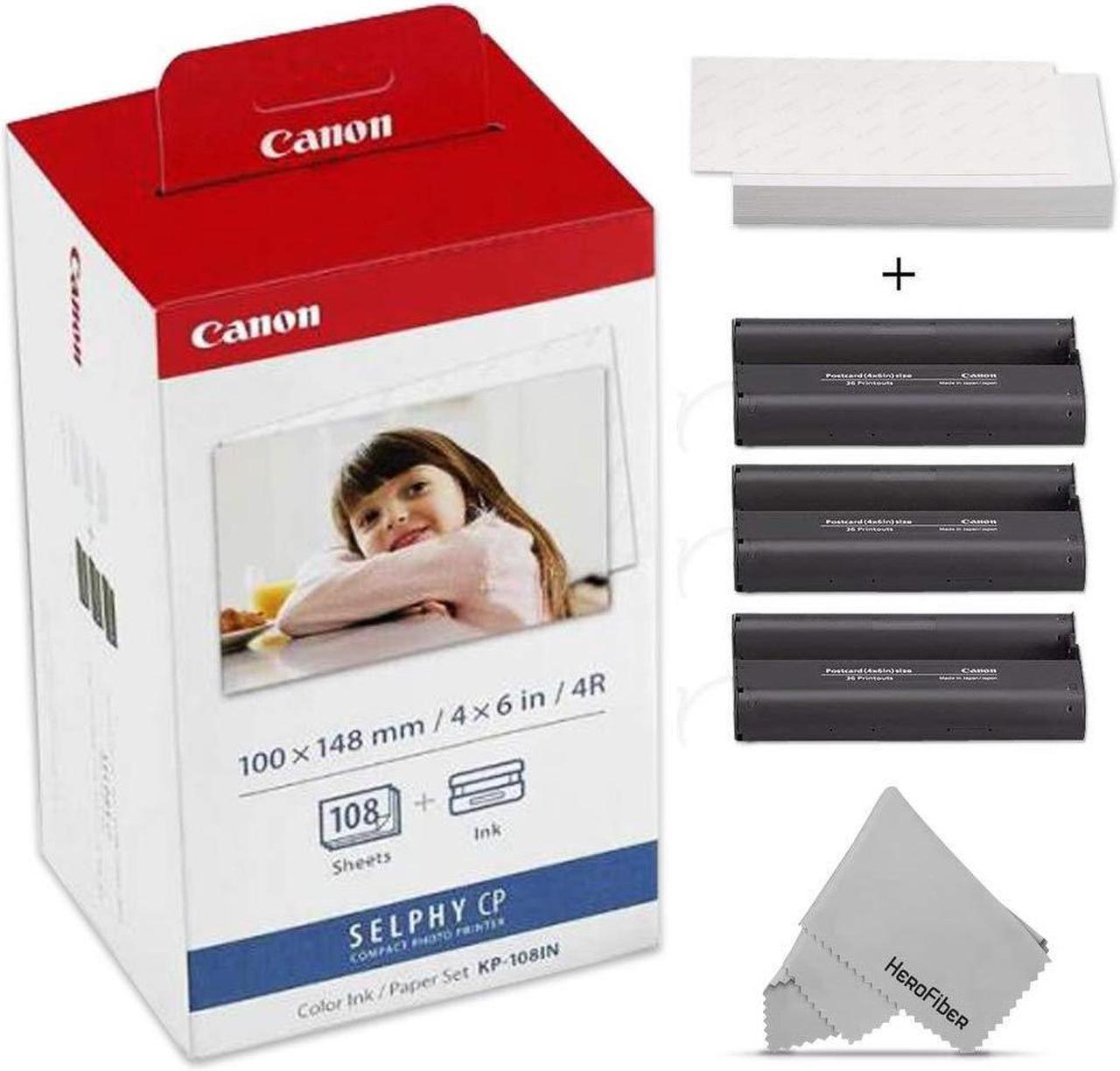 Main image of Canon KP-108IN / KP108 Color Ink Paper includes 108 Ink Paper sheets + Ink toners for Canon Selphy CP1300, Selphy CP1200, Selphy CP910, Selphy CP900, cp770 and cp760 + HeroFiber Gentle Cleaning Cloth