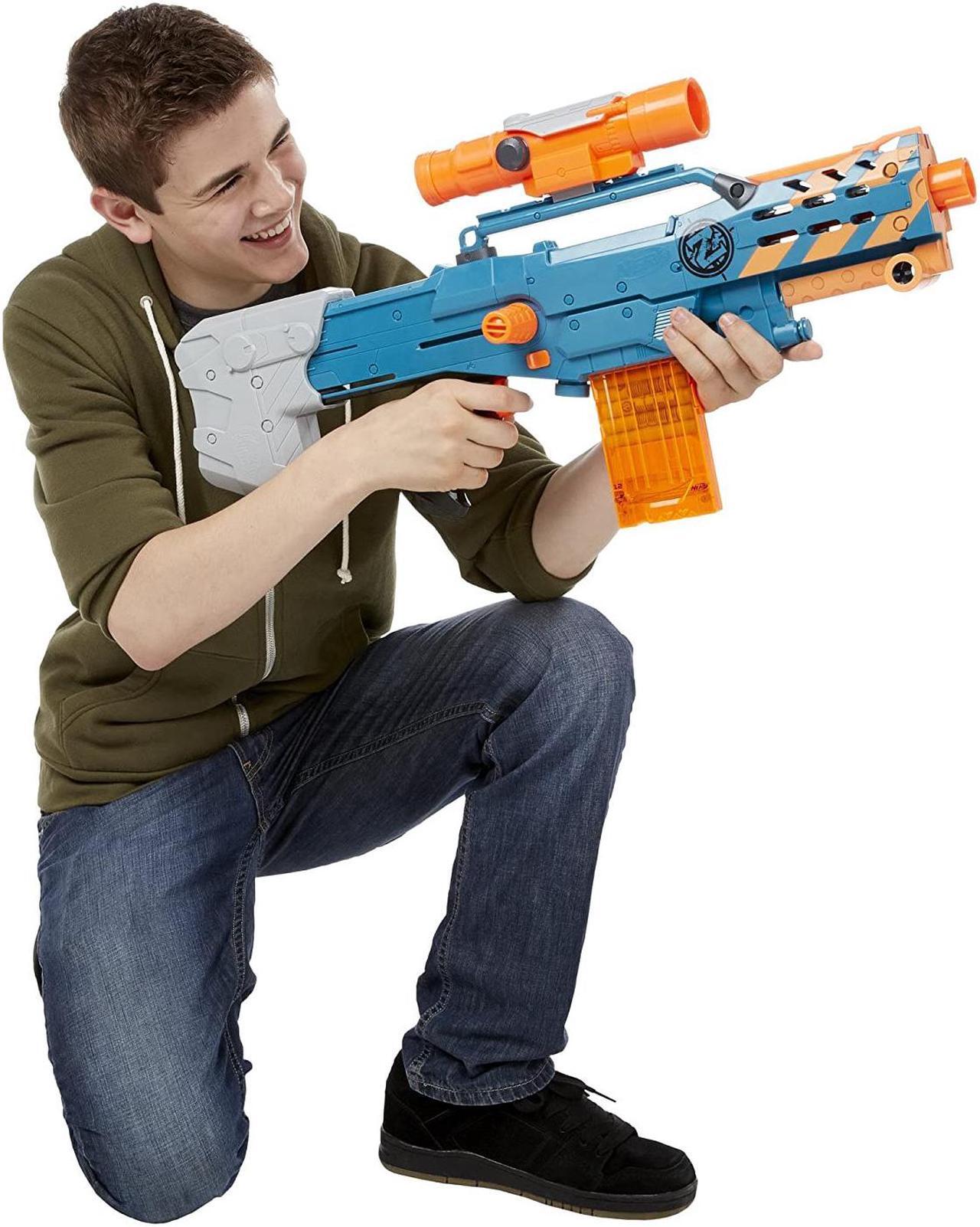 Alt view image 7 of 7 - NERF Zombie Strike ZED Squad Longshot CS-12 Blaster