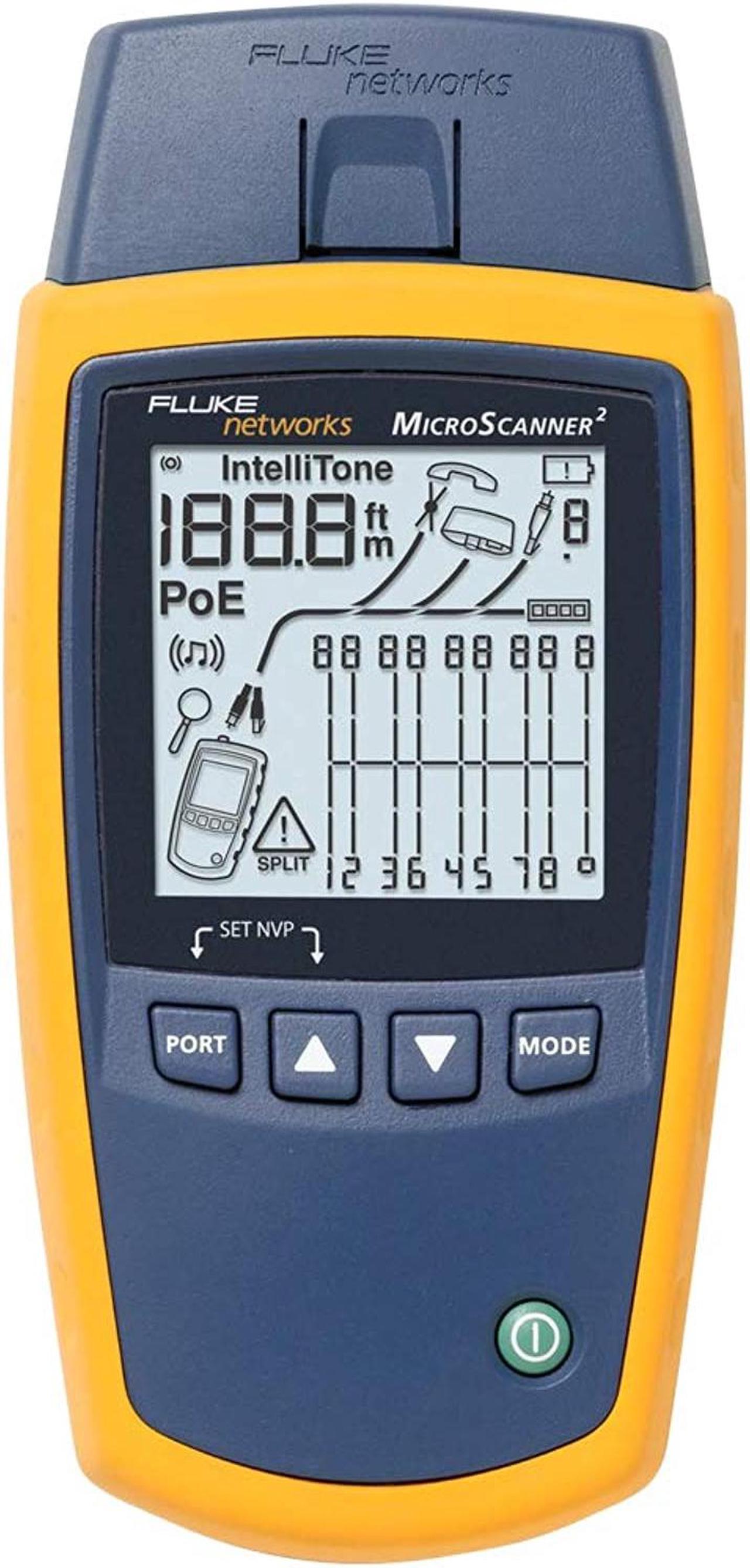 Main image of Fluke Networks MS2-100 MicroScanner2 Copper Cable Verifier with Built-In IntelliTone Toning, Troubleshoots RJ11, RJ45, Coax, Tests 10/100/1000Base-T, and VoiP