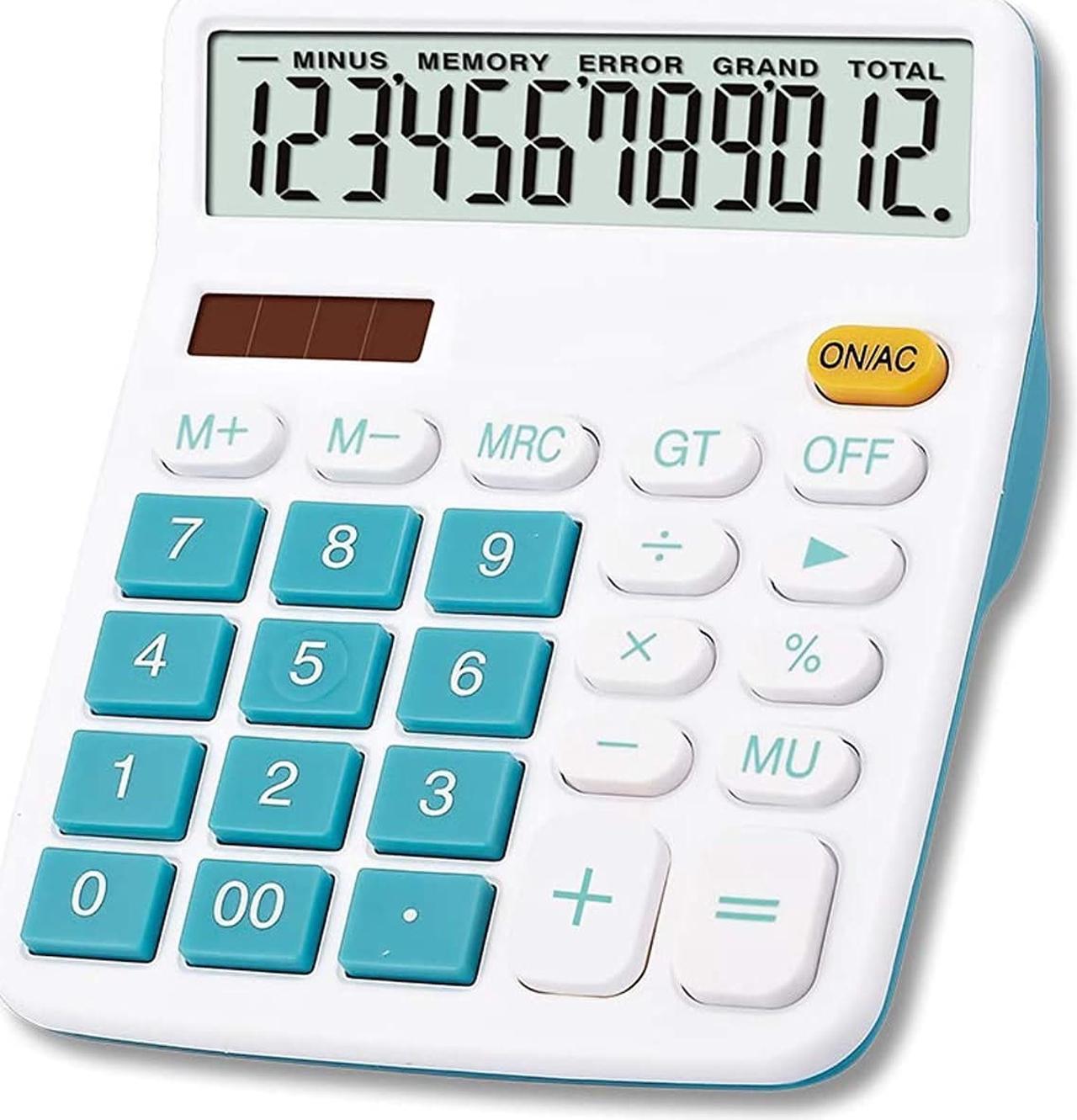Main image of Meichoon Calculator, Large Display Desktop Calculator Solar Battery Dual Power 12 Digit Financial Dedicated Calculator Standard Function Desktop Business Calculator Multifunctional KA08 Blue
