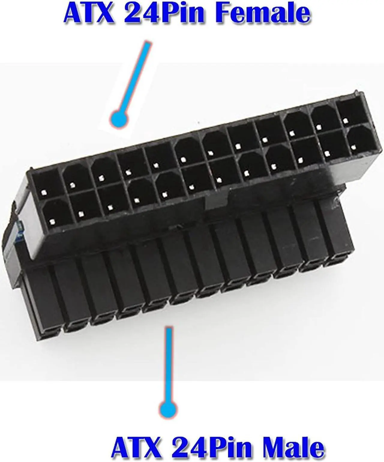 Alt view image 2 of 7 - 24Pin Right Angle ATX 24Pin Female to 24pin Male Right Angle Adapter for Desktop PC Power Supply ATX 24 pin 90 Adapter ATX 24 pin Cable