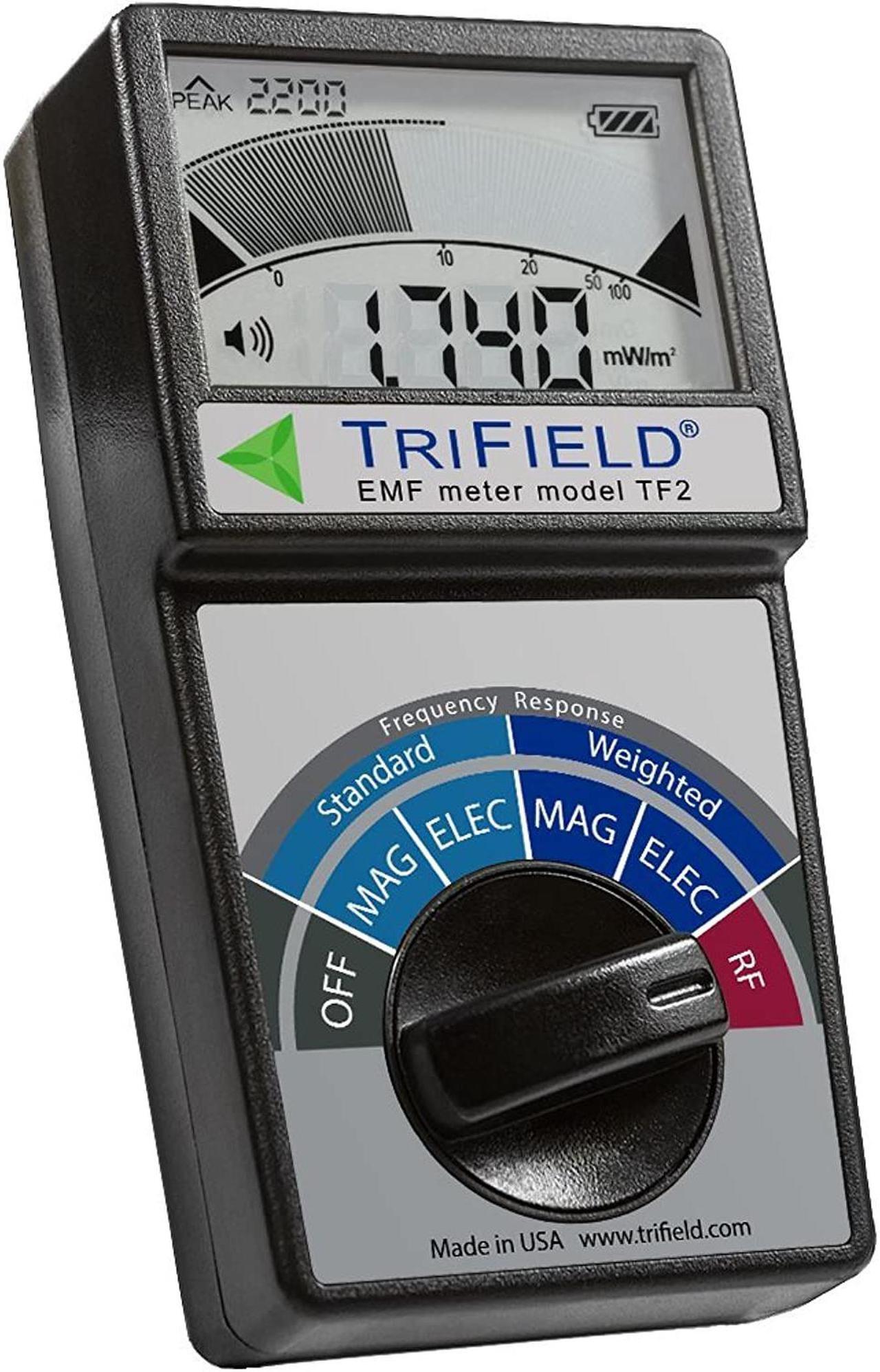 Main image of Electric Field, Radio Frequency (RF) Field, Magnetic Field Strength Meter by Trifield – EMF Meter Model TF2 – Detect 3 Types of Electromagnetic Radiation with 1 Device – Made in USA by AlphaLab, Inc.