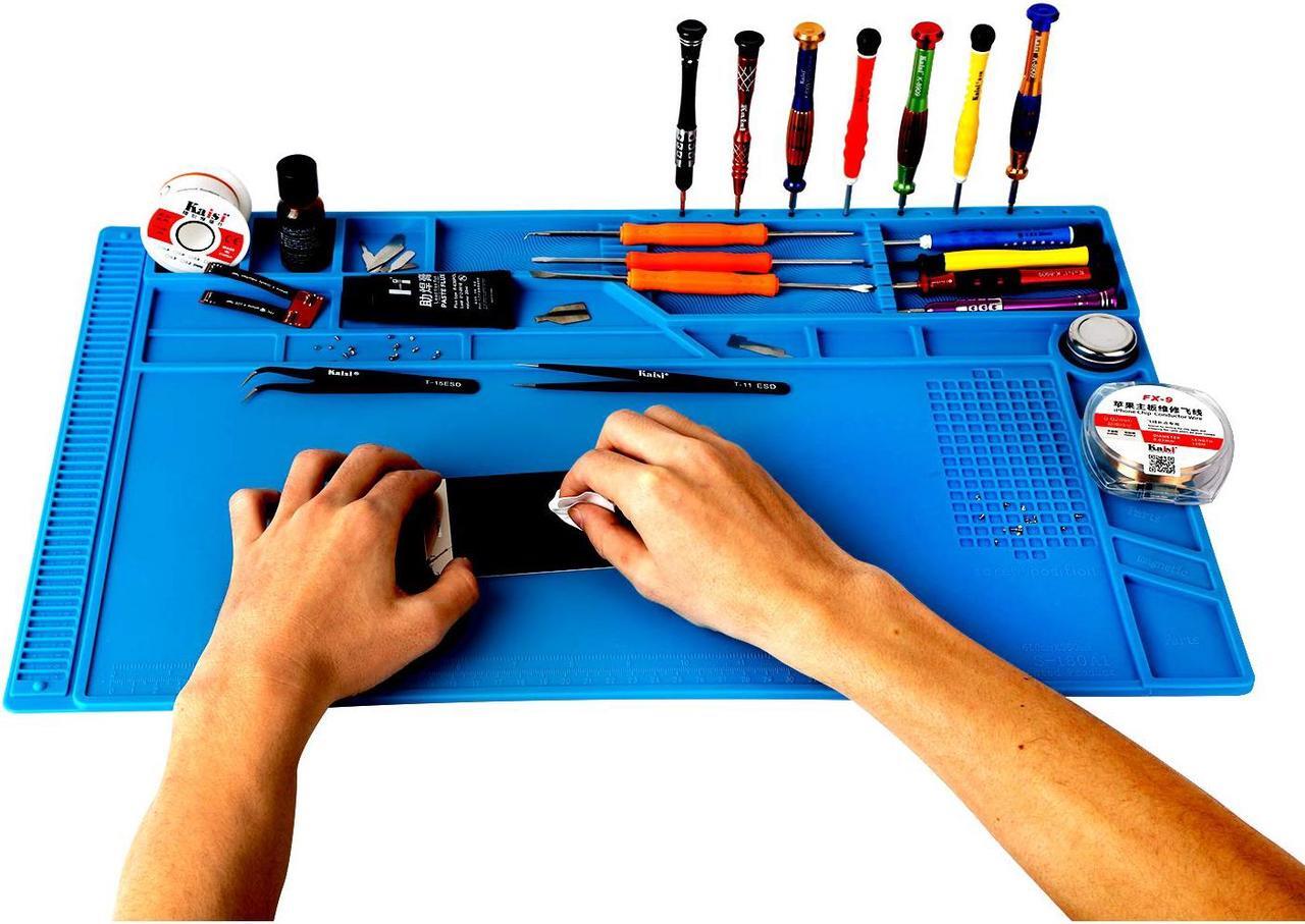 Alt view image 6 of 7 - Kaisi S-180 Large Silicone Soldering Mat Magnetic Repair Work Mat, Heat Resistant Insulation Large Platform Station Pad for Soldering, Electronics, Computer Repair, Size 21.6 x 13.8 inch