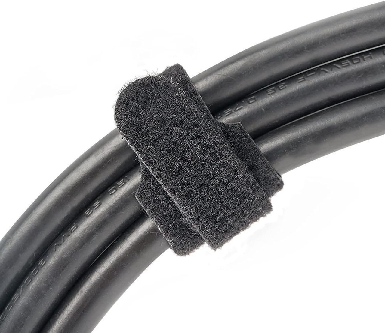 Alt view image 3 of 7 - 60 PCS Black Cable Management Ties,Viaky 6" Inches (15cm) Reusable Self-Gripping Cord Straps Fastening Microfiber Cloth Hook and Loop Cord Ties, Organize Wires, Cord Organizer for Desks and Workshop