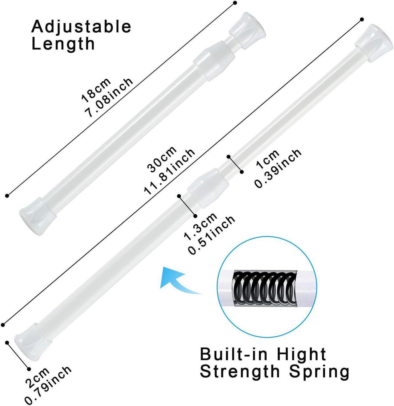 Alt view image 3 of 7 - Goowin 6Pcs Tension Rod, Tension Curtain Rod No Drilling Rustproof Spring Adjustable Curtain Rod for Closet Kitchen Cupboard Wardrobe Bookshelf, White (7-11 inch)