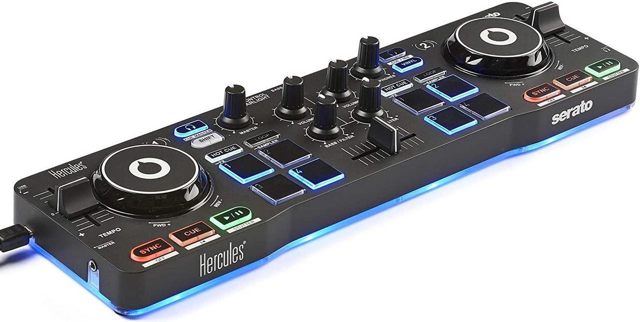 Main image of Hercules DJControl Starlight | Pocket USB DJ Controller with Serato DJ Lite, touch-sensitive jog wheels, built-in sound card and built-in light show